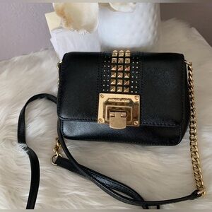 Michael Kors Black Crossbody Bag with Gold Accents